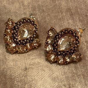 Light Pink Rhinestone Earrings RoseTone